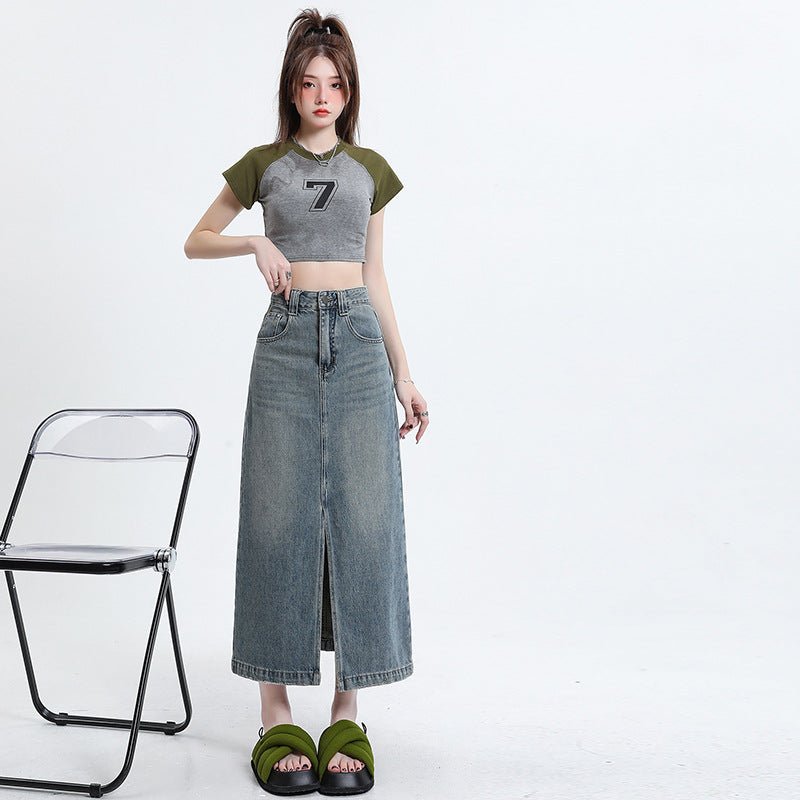 MDH High Waist Split Denim Skirt KT871