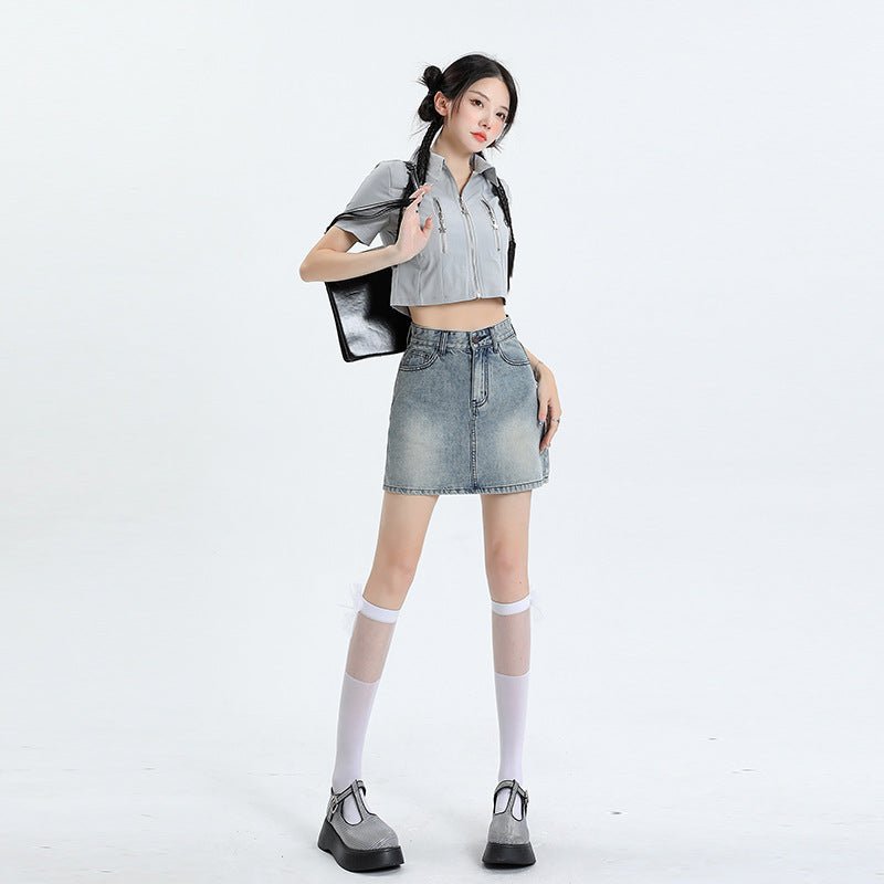 MDH High Waist Split Slim Wrap Hip Skirt KT886