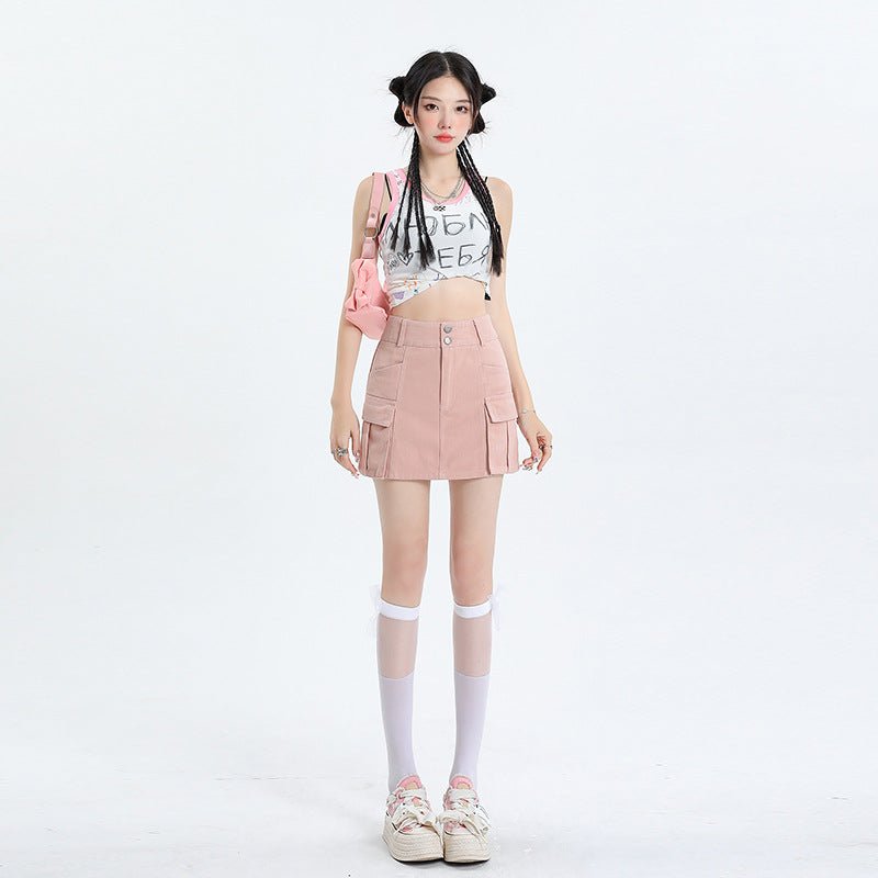 MDH Pink Work Outfit Anti Glare Wrap Skirt KT885