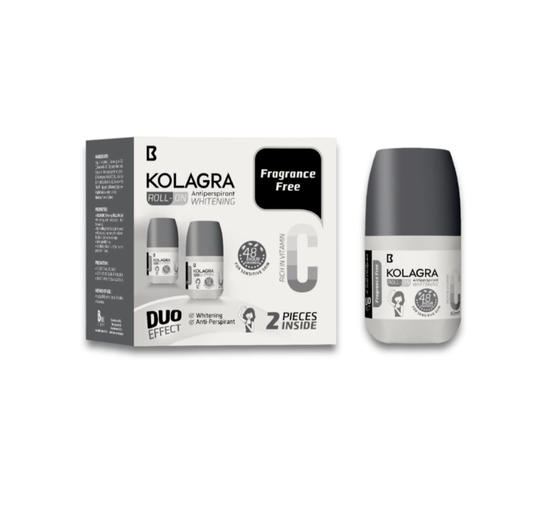 Kolagra whitening Roll on 2*1 promo pack 1+1 Fragrance Free