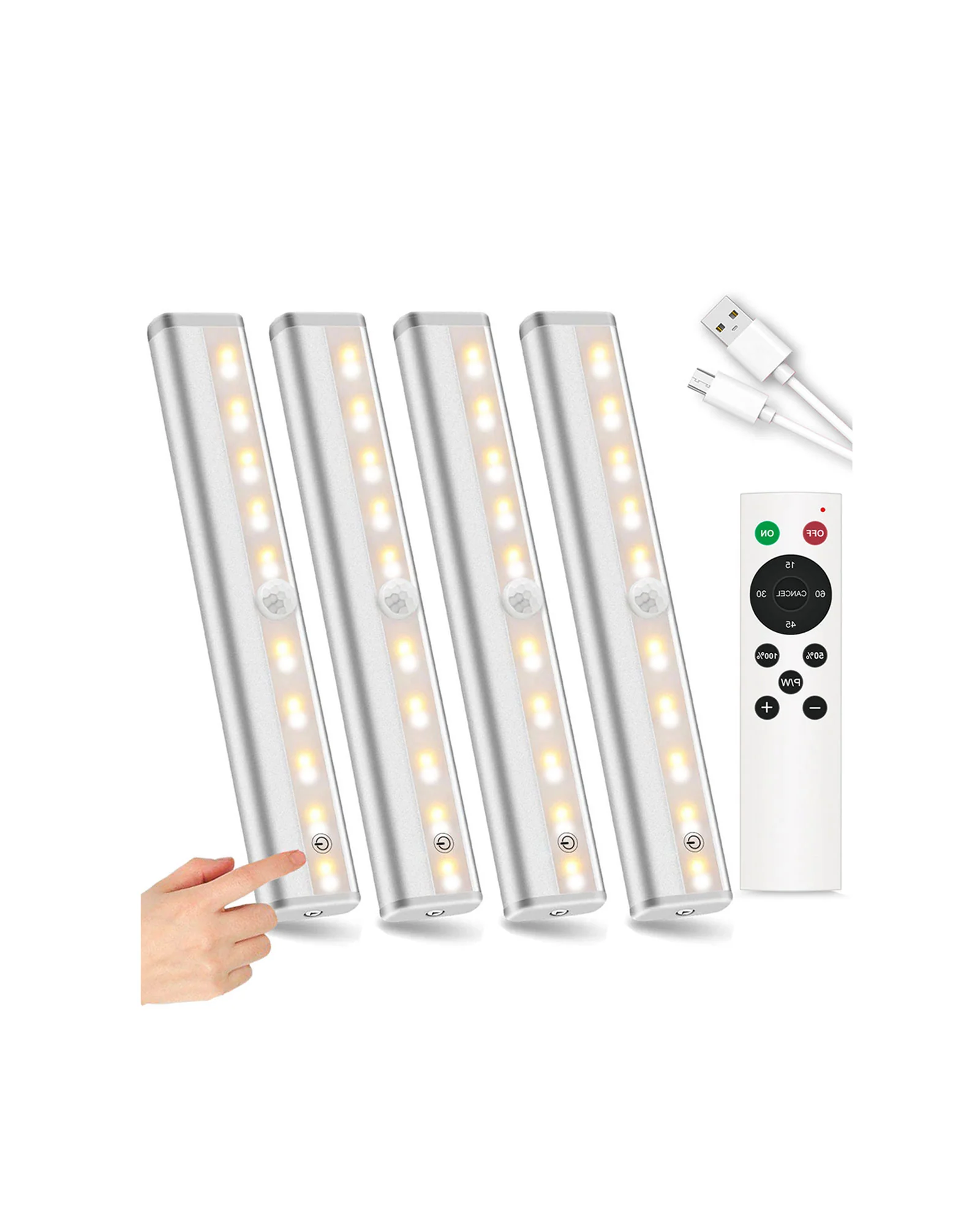 SZOKLED 20-LED Under Cabinet Lighting Remote Control, 3 Colors（4 Packs）