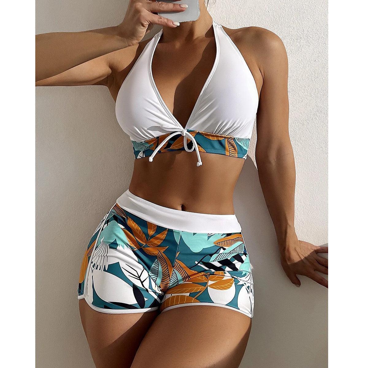 High Waist Boxer Floral Lace Swimsuit