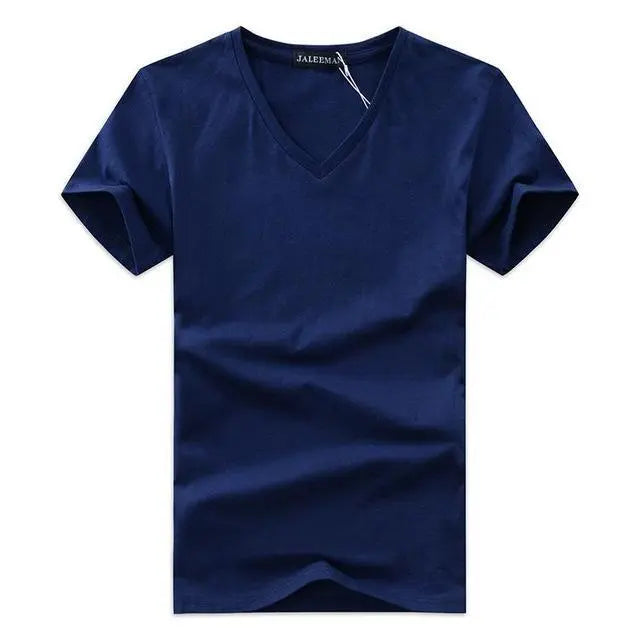 Men V Neck Cotton Short Sleeve T-Shirts