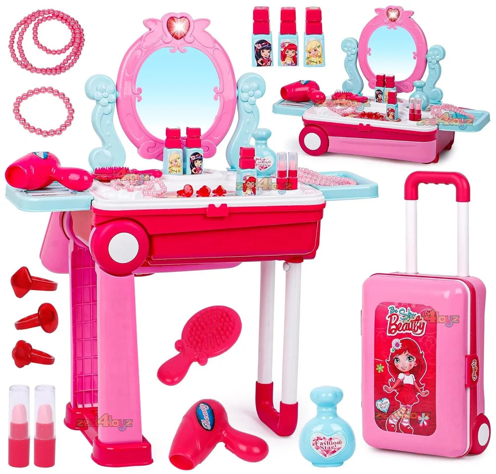 Beauty Makeup Kit for Girls (2-in-1 Vanity Table & Portable Trolley)