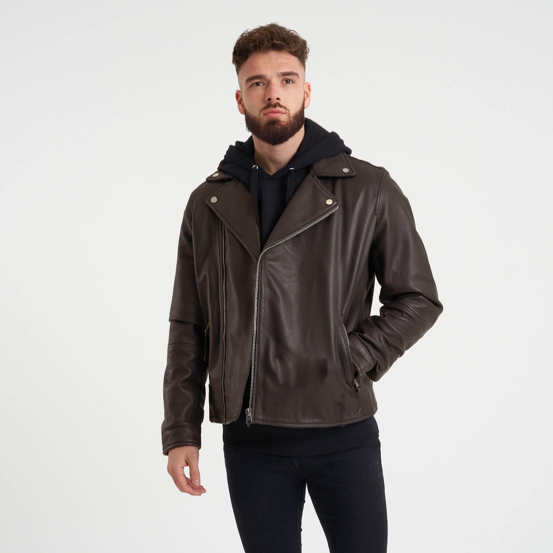 Men’s Brown Real Leather Biker Jacket