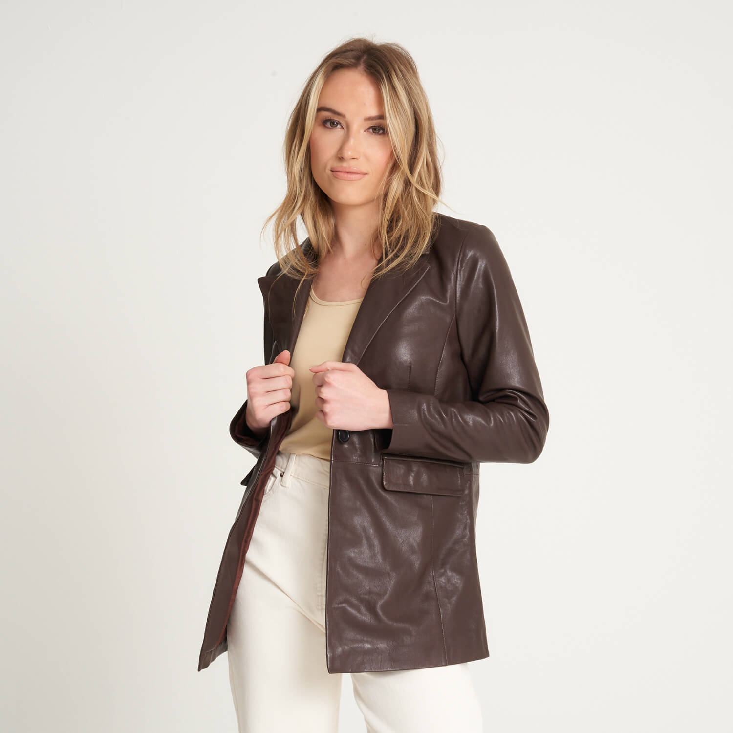 Women’s Chocolate Brown Leather Blazer