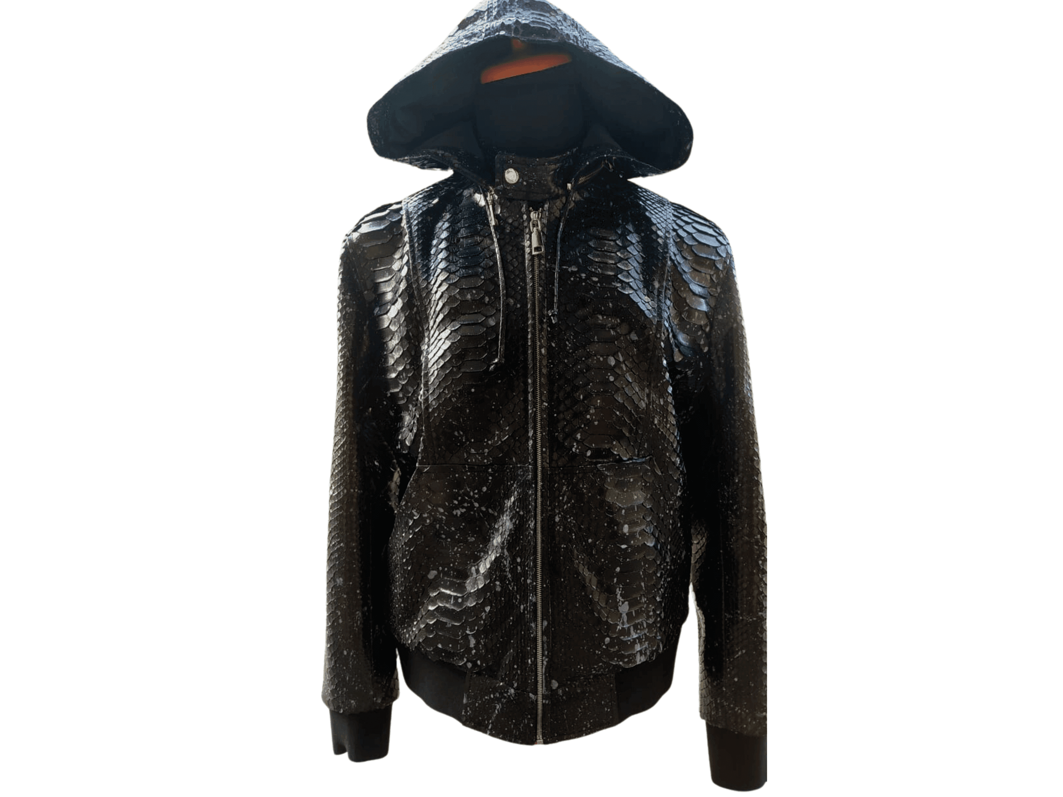 Black Hoodie Snakeskin Jacket