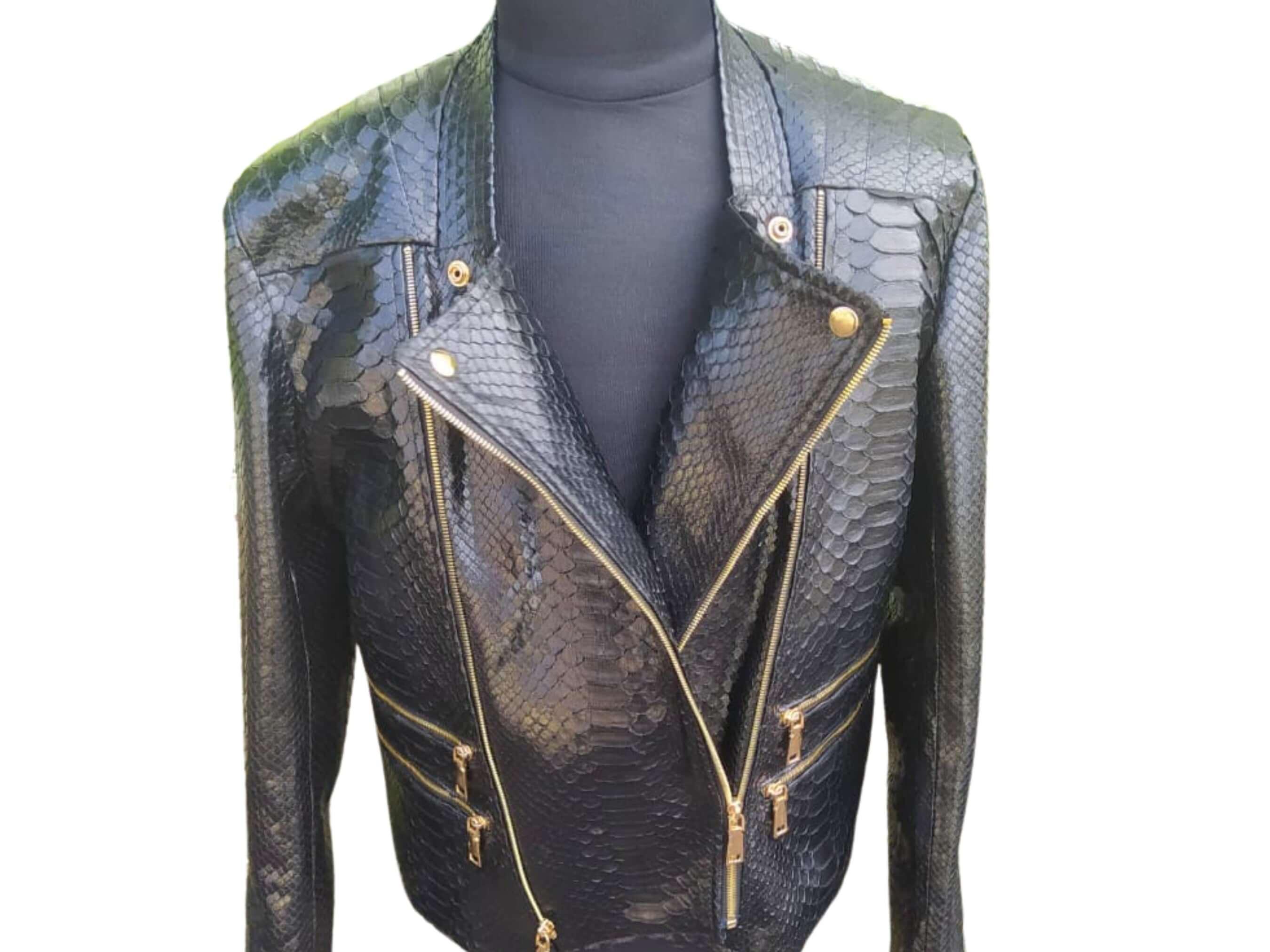 Black Snakeskin Leather Jacket Mens Outfit