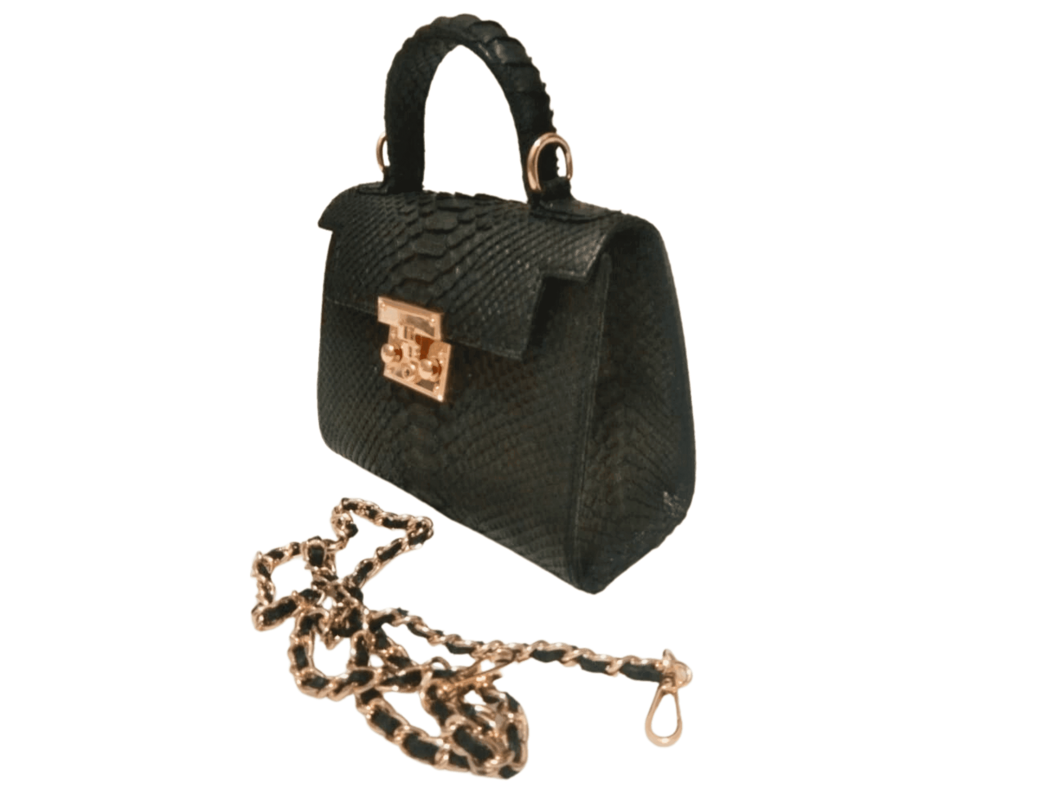 Black Snakeskin Purses Chain Strap