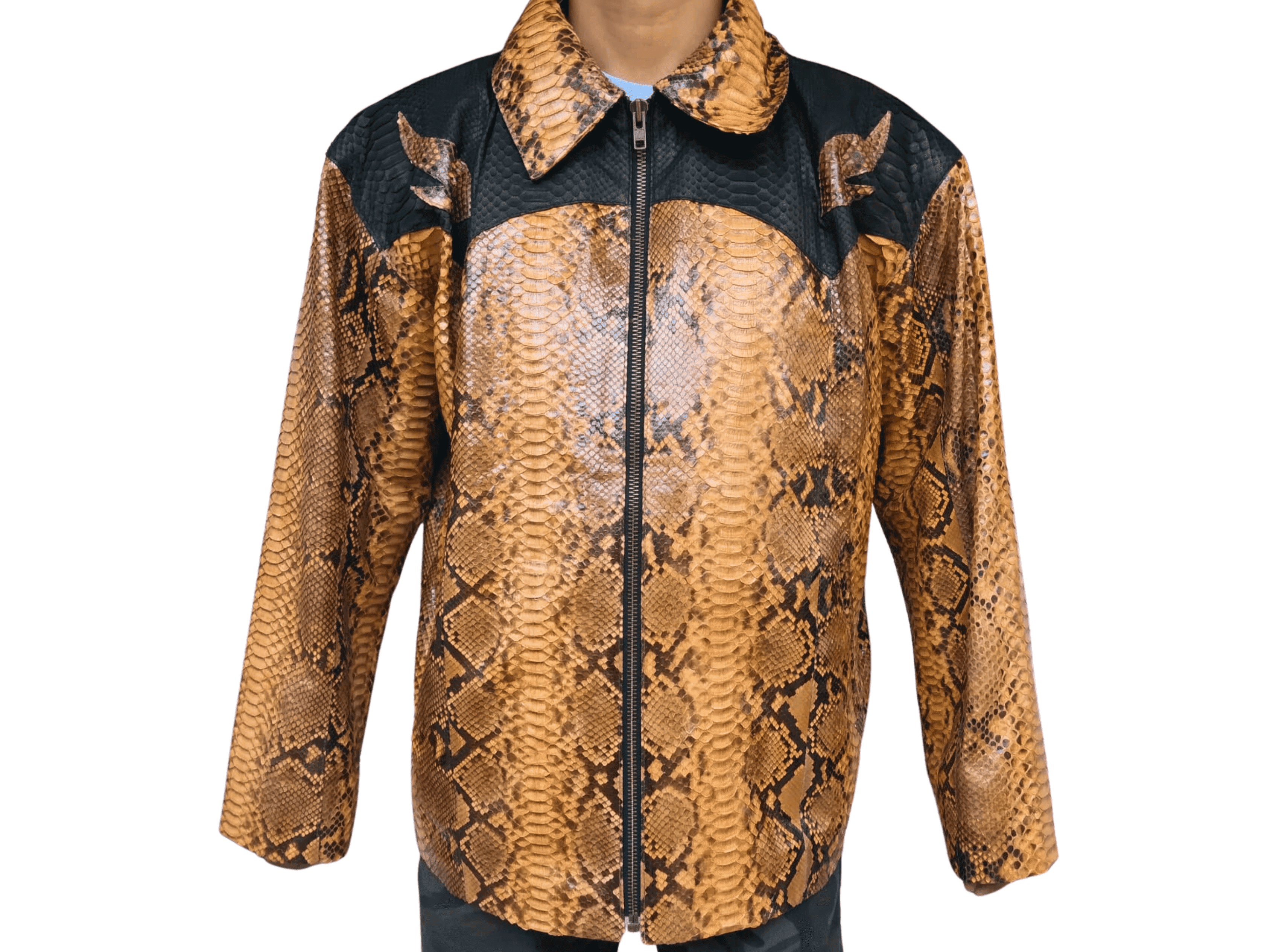 Brown Python Snakeskin Leather Jacket