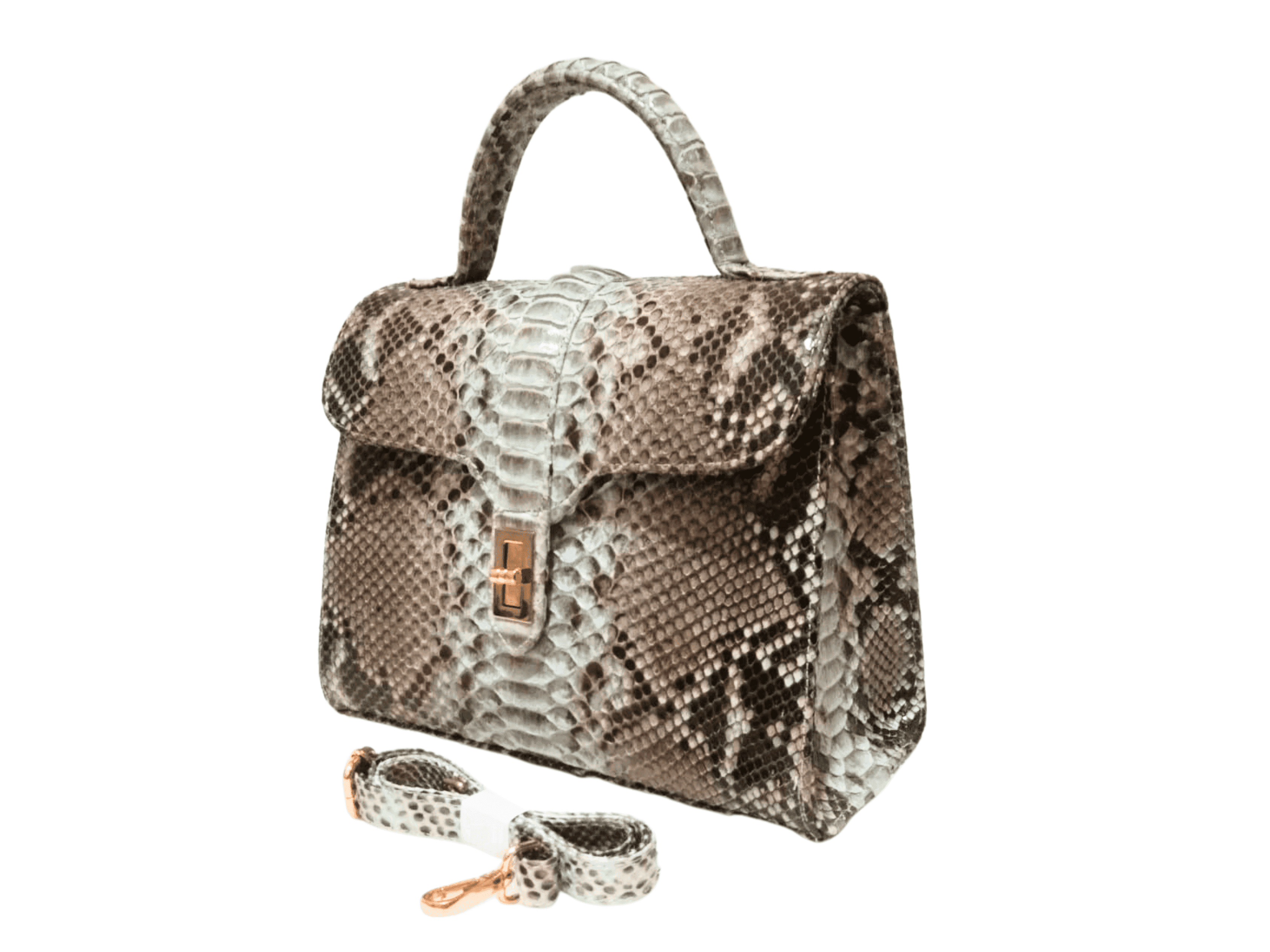 Gray Snakeskin Purses Chain Strap