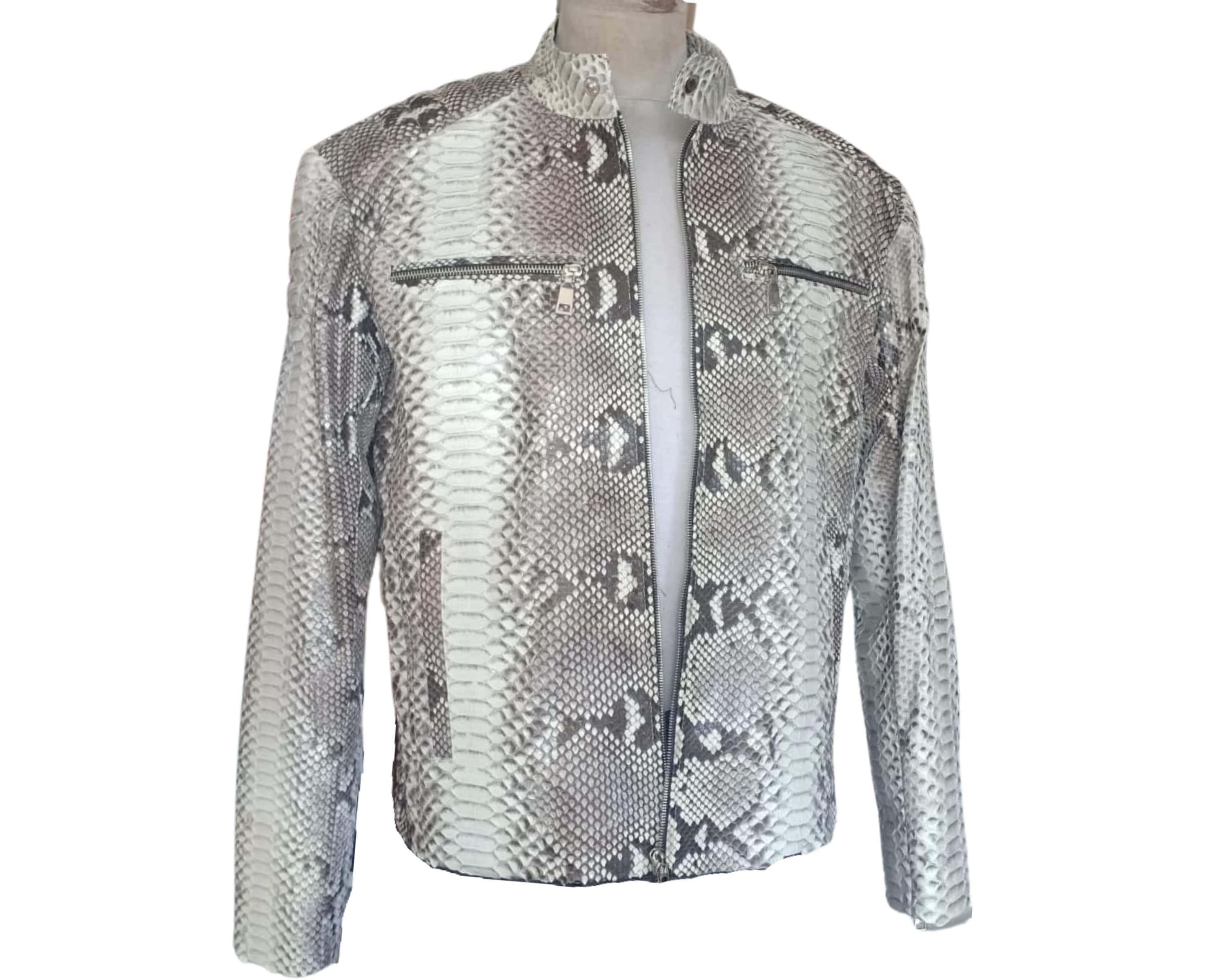 Quilted Python Snakeskin Leather Jacket