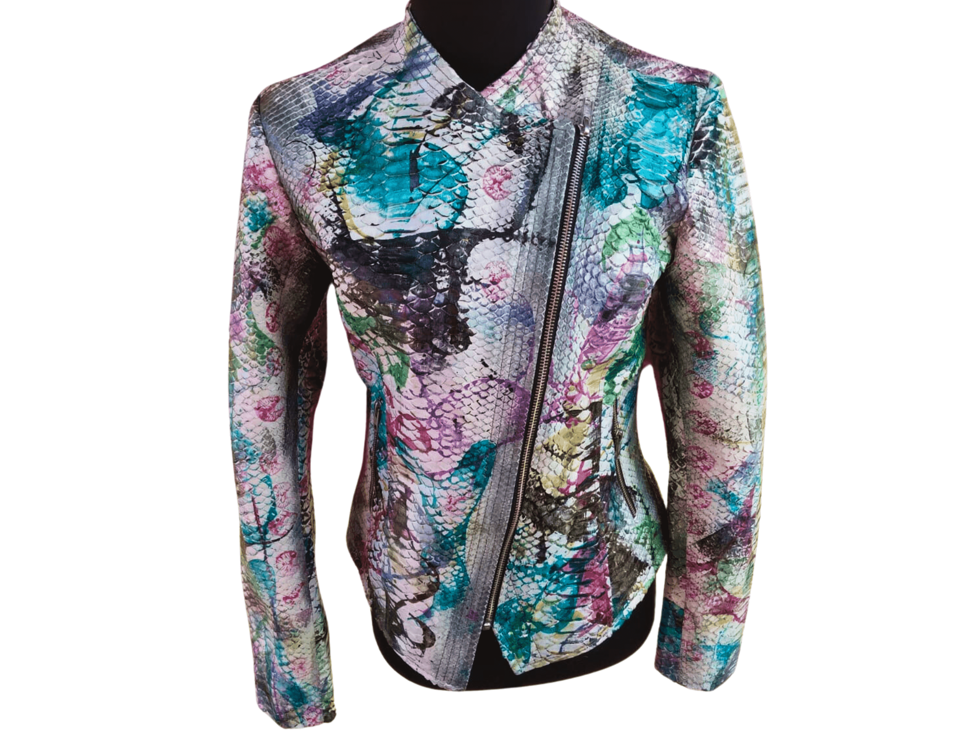 Tie Dye Python Snakeskin Leather Jacket