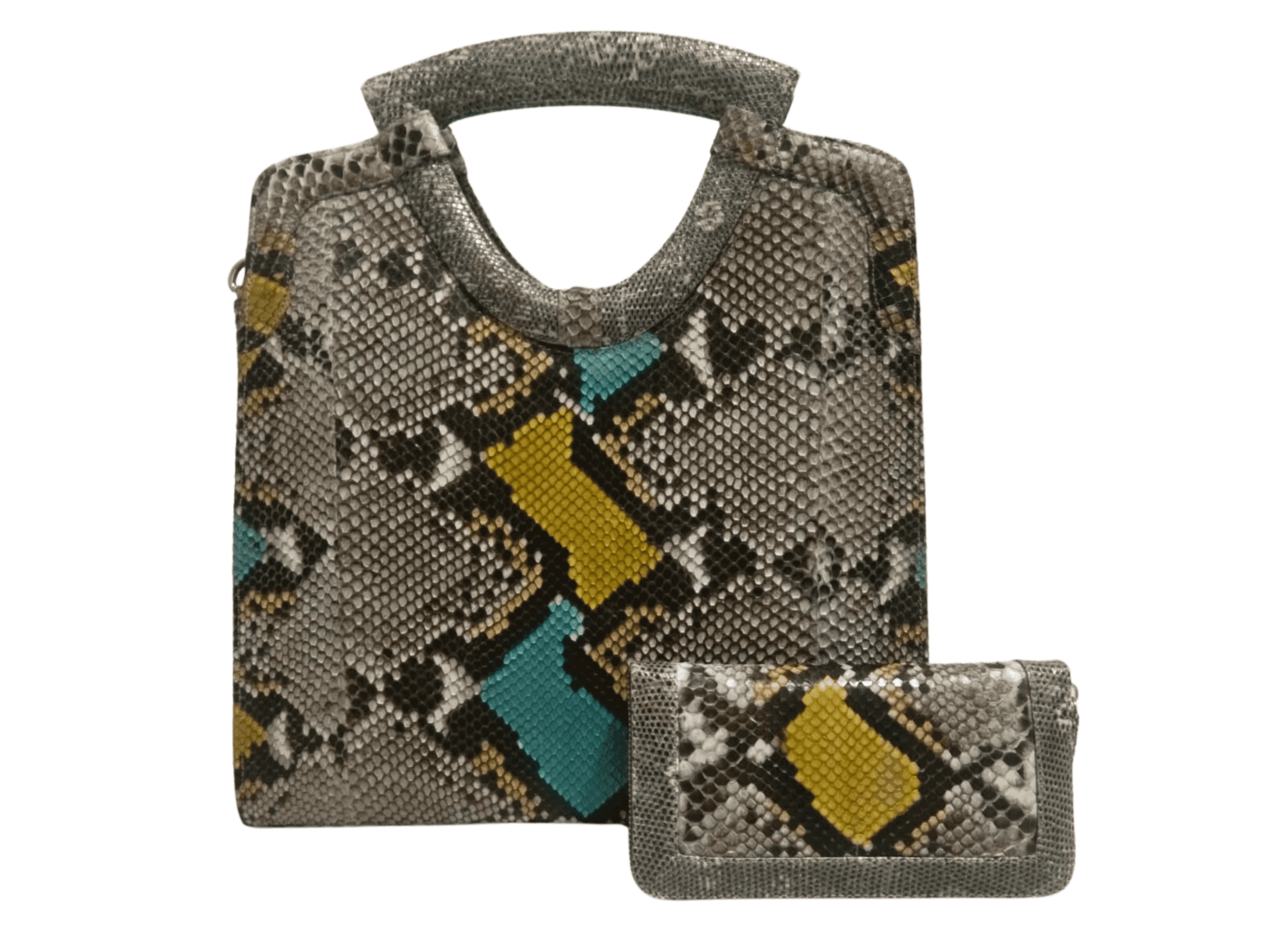 Tote Python Snakeskin Women Bag with Natural Lizard Skin Trim