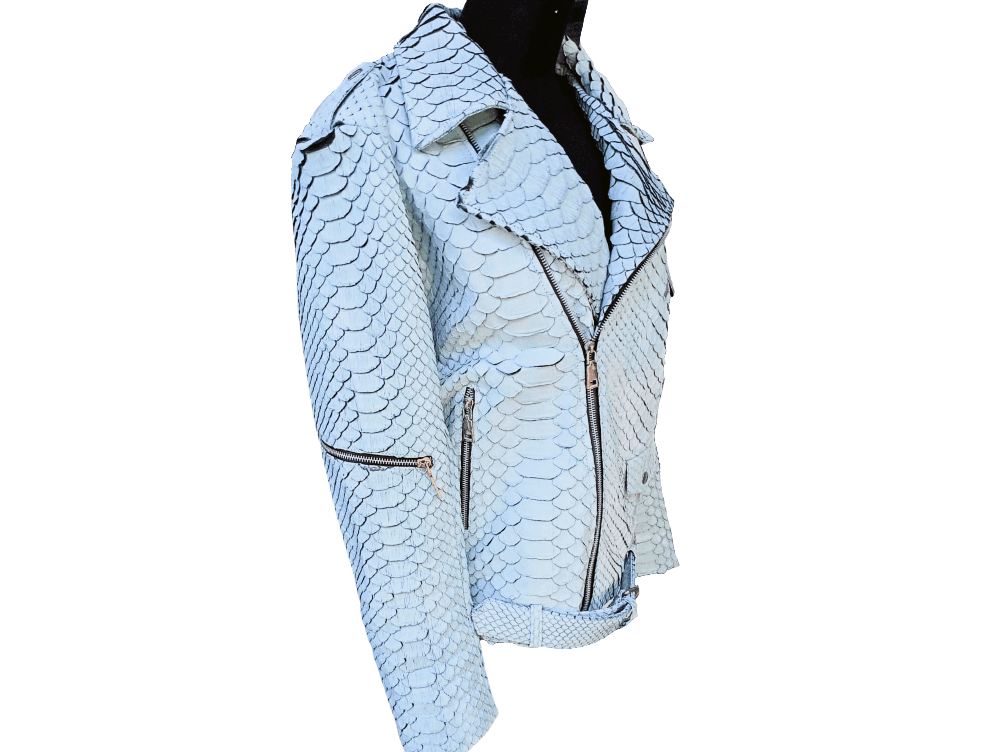 White Dragon Python Snakeskin Motorcycle Leather Jacket