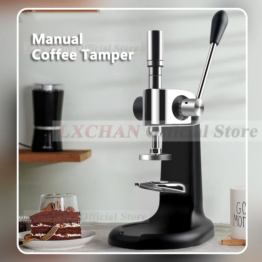 LXCHAN Coffee Tamper Manual Flat Tamper Espresso Quantitative Labor Saving Coffee Tool Tamper 57.5mm/58mm with 2 Sizes