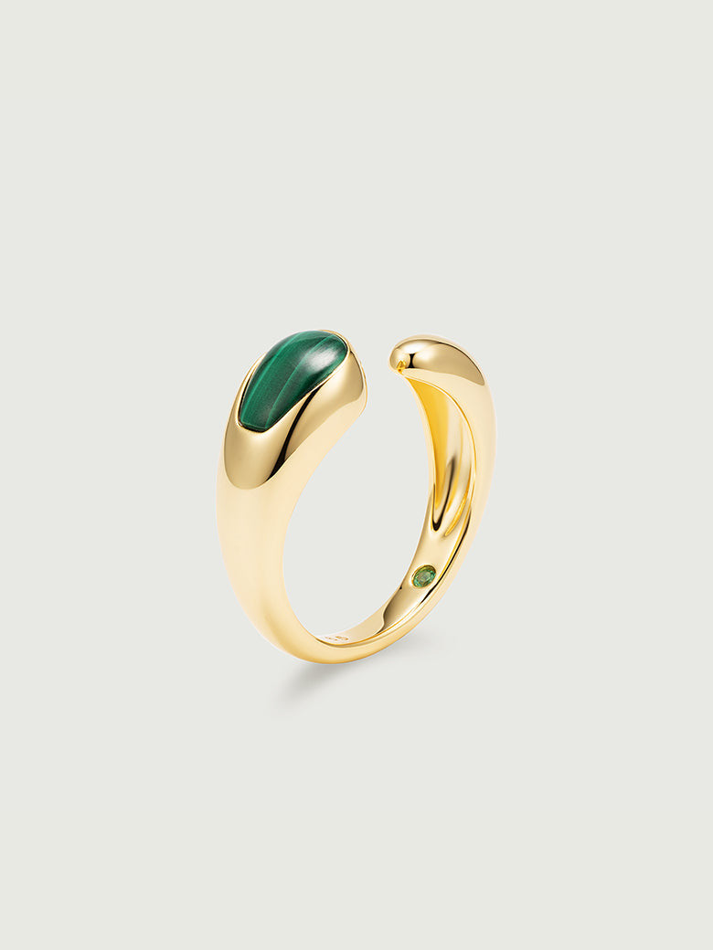 Natural Malachite Open Ring