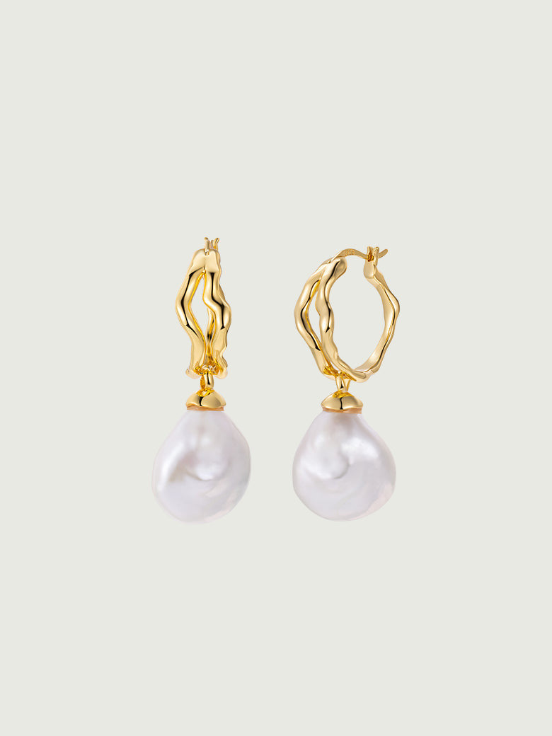 Baroque Pearl Large Hoop Earrings