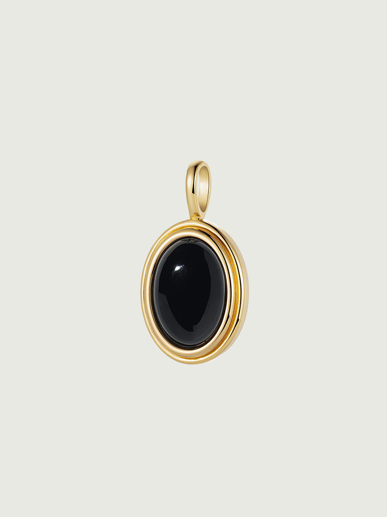 Black Onyx Oval Pendant Charm