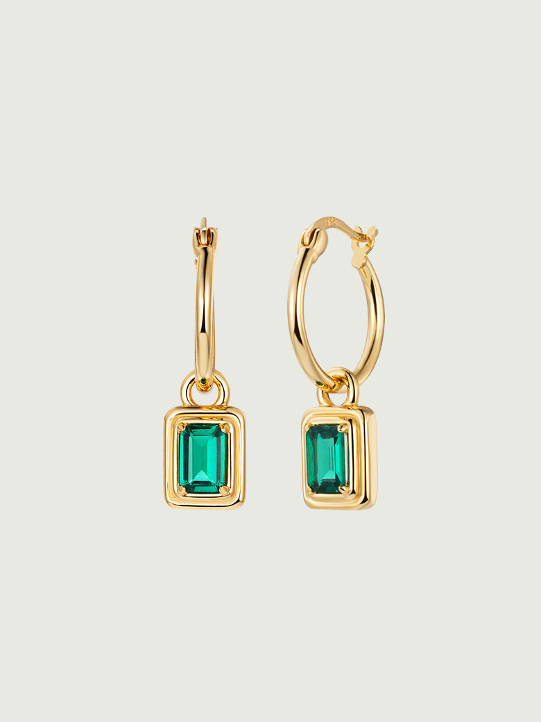 OBY Emerald Cut Lab Grown Emerald Hoop Earrings