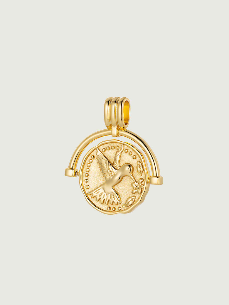 Reversible Dove Engraved Pendant Charm