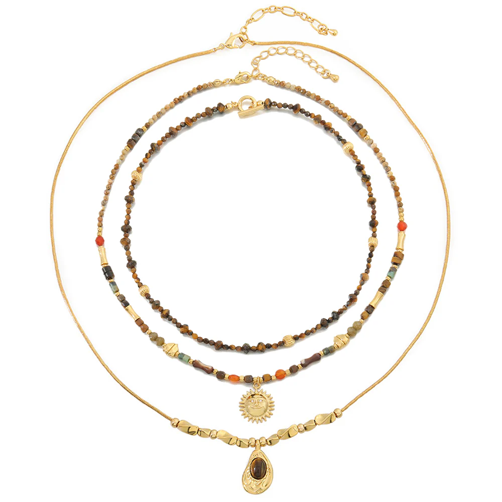 Annalise - Natural Sun Beads Necklaces and Mood Clavicle Chain