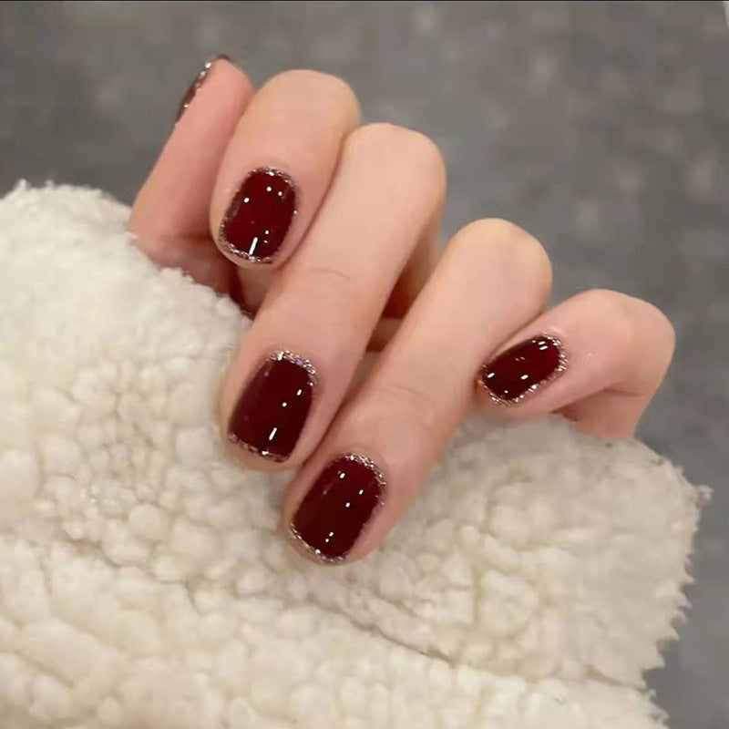 🍷 Luxe Wine Red Glitter Edge 🍷