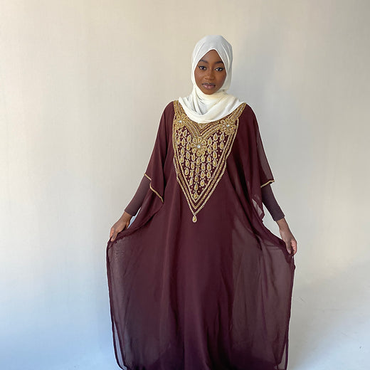 Brown chiffon abaya