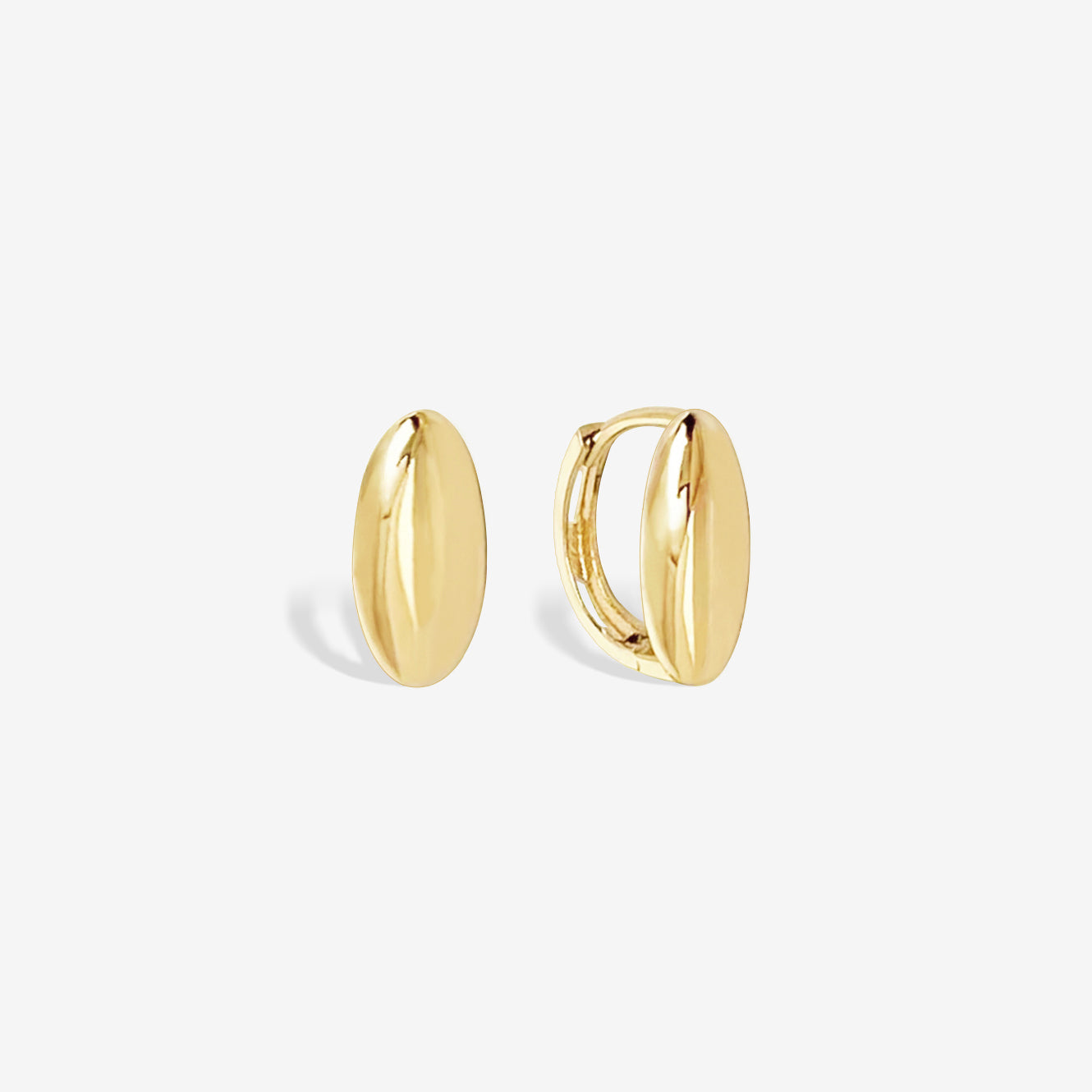 14k Solid Gold Navette Shape Huggie Earrings