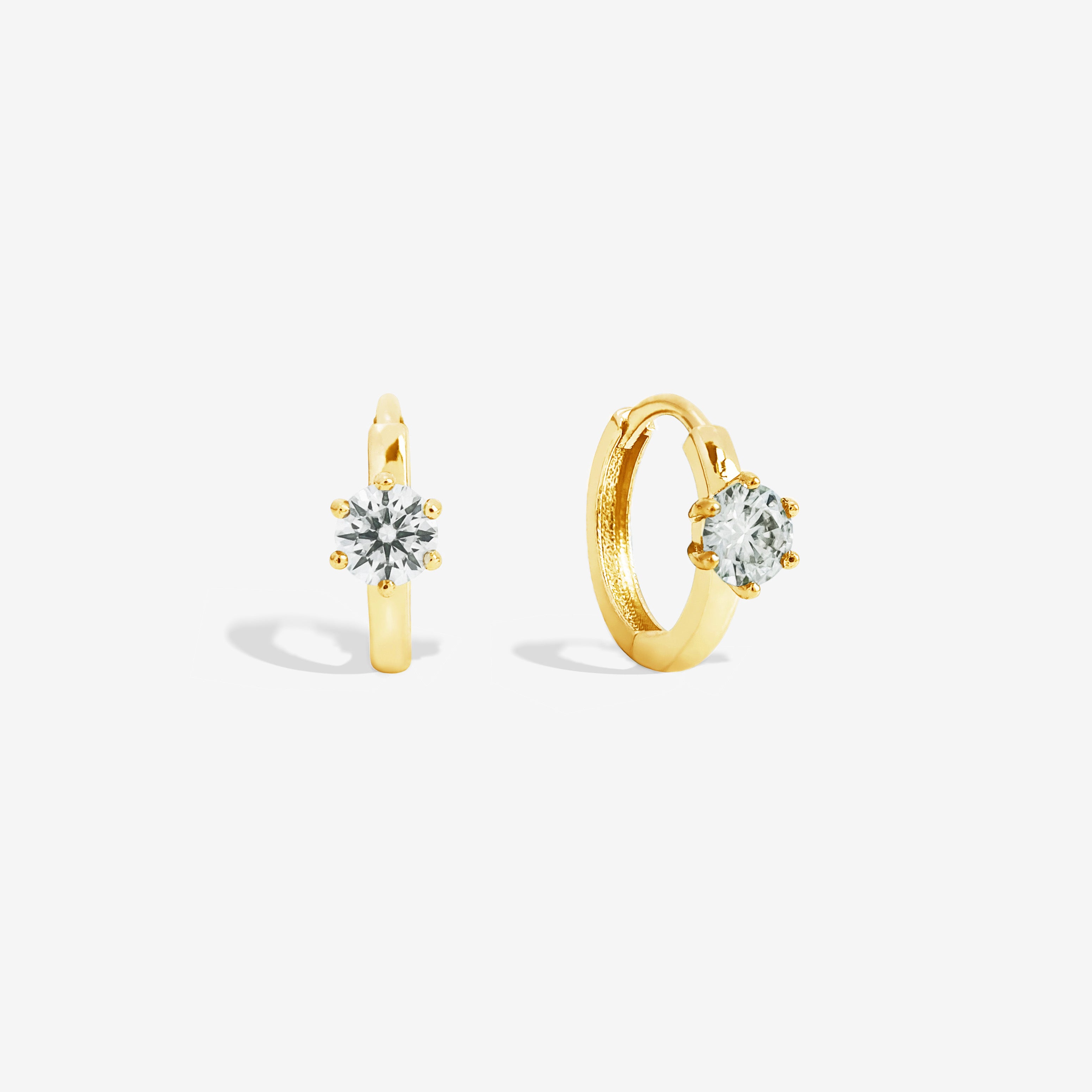 14k Solid Gold Stackable Moissanite Huggie Hoop Earrings