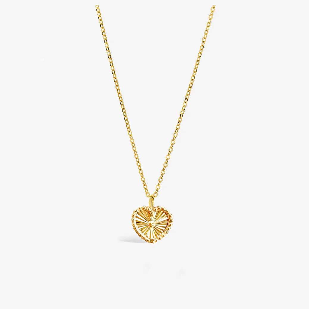 14k Solid Gold Sparkly Heart Charm Necklace