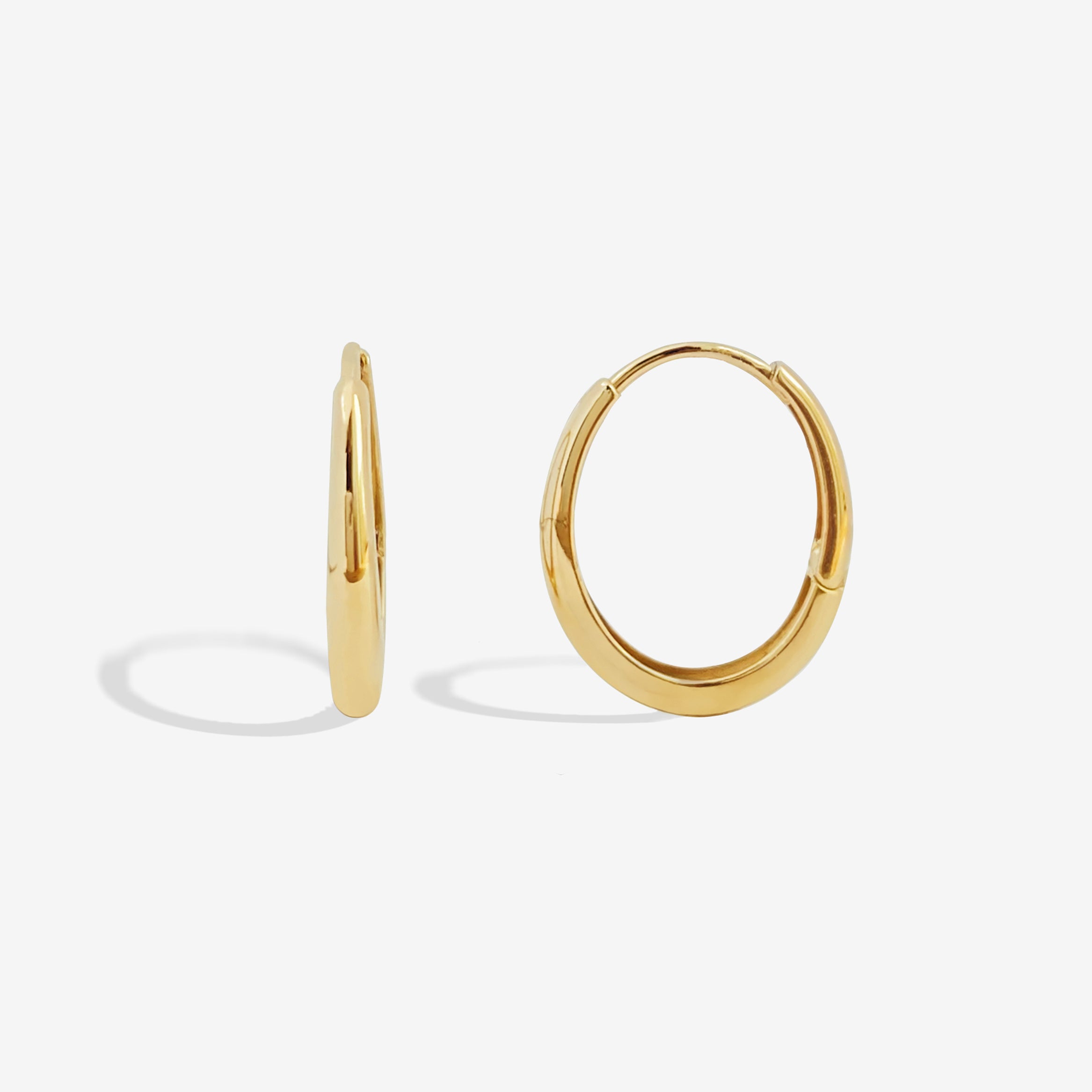 14k/18k Solid Gold Minimalist Oval Hoop Earrings