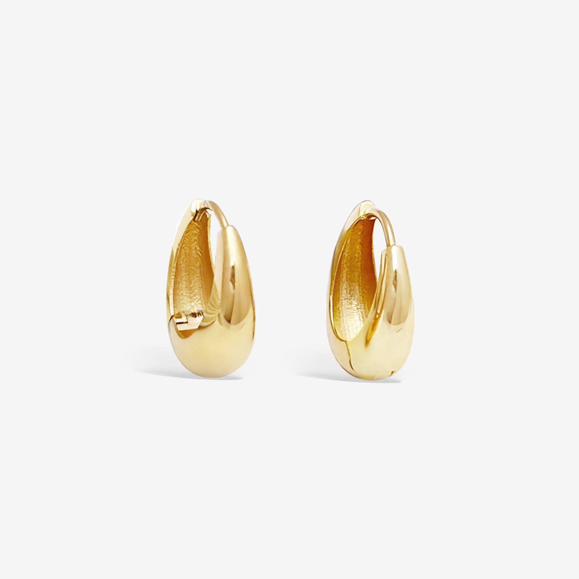 14k Solid Gold Minimalist Chunky Huggie Hoop Earrings