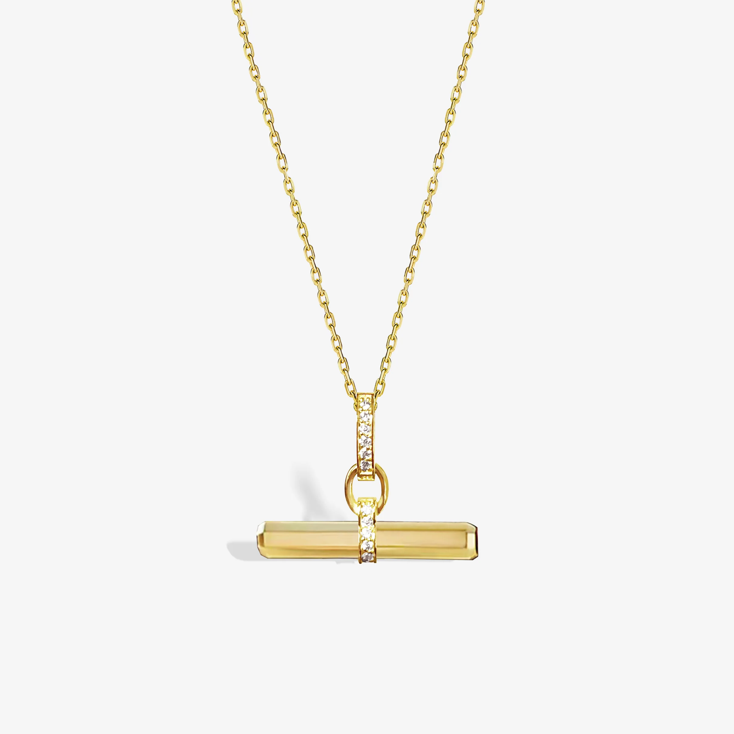14k Solid Gold Balance Beam Pendant Charm
