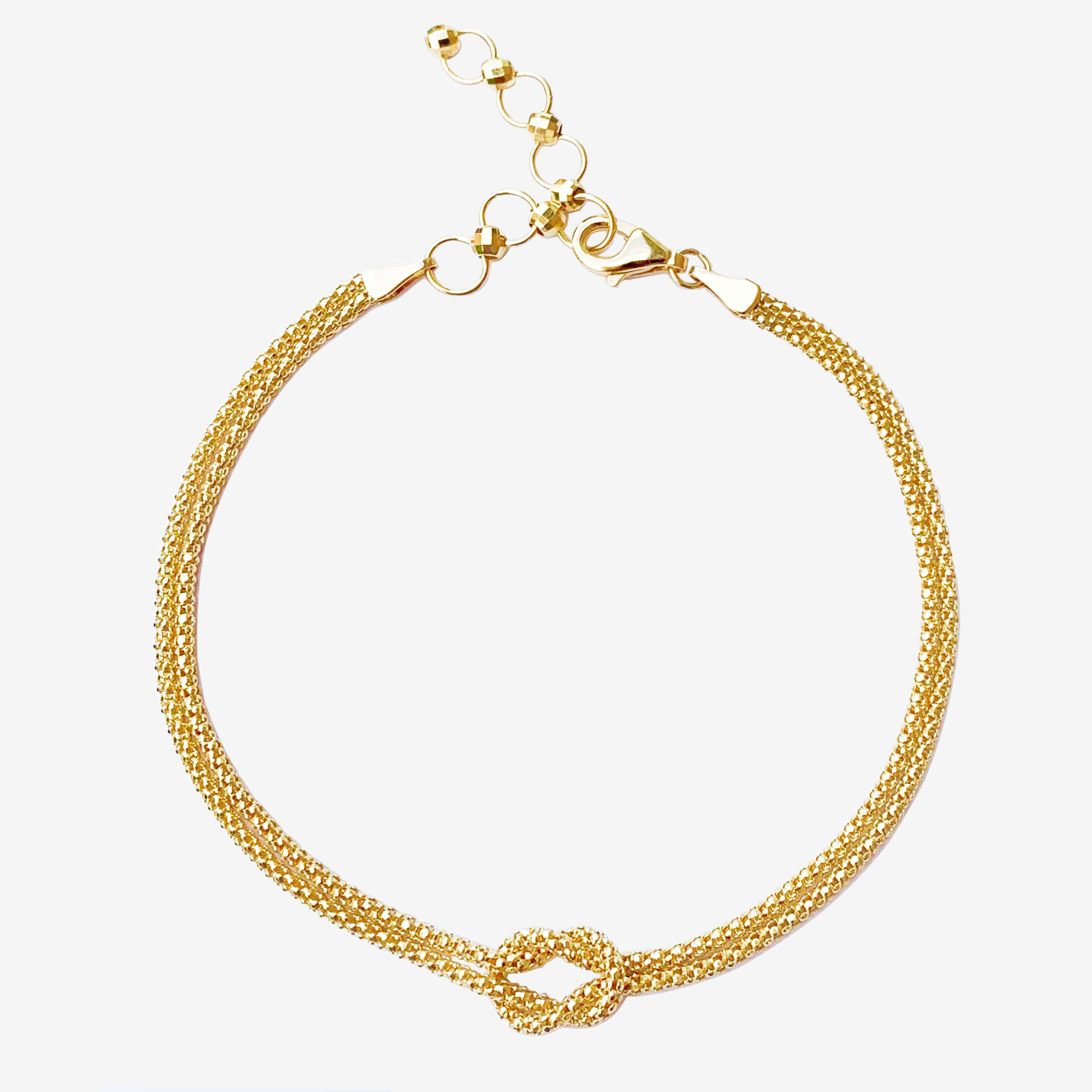 18k Solid Gold Double Chain Knot Bracelet