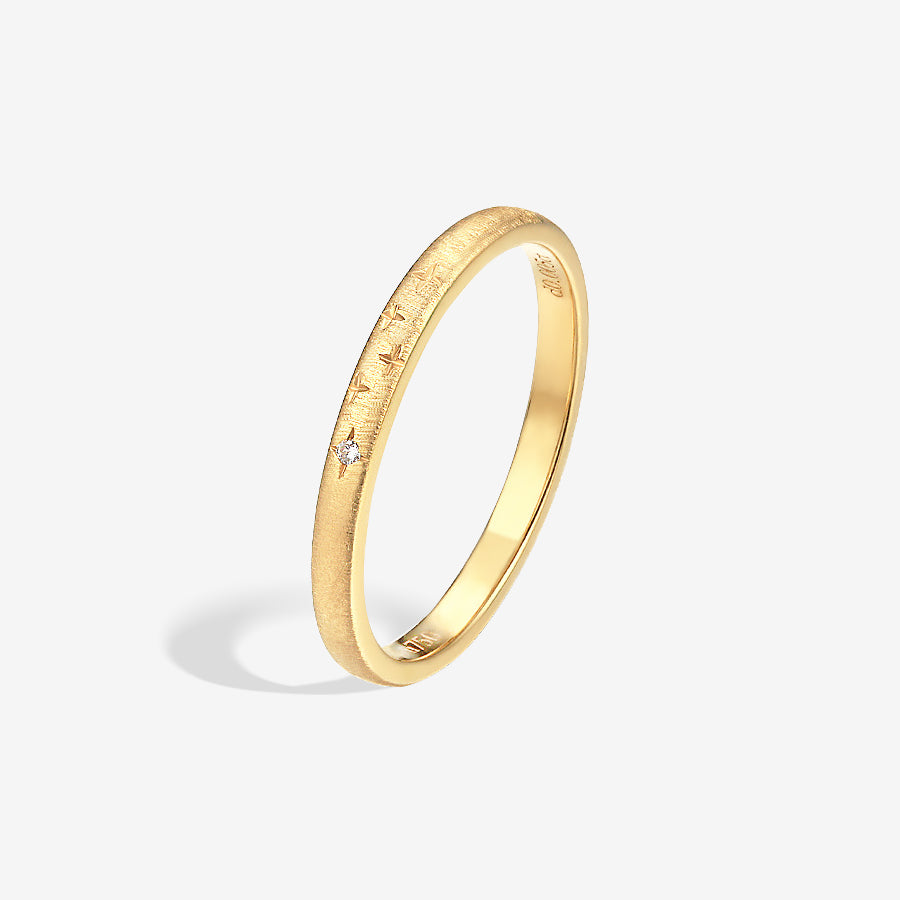 Dainty Diamond Star Ring in Brushed Gold