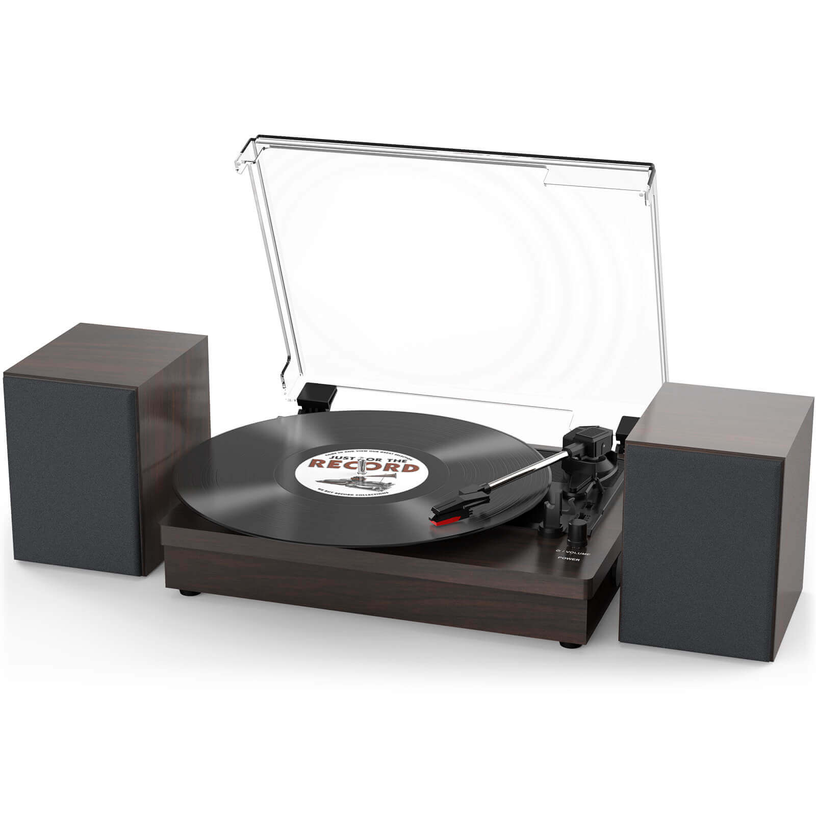 Vinyl Record Player with Dual External Speakers, Black R612-2