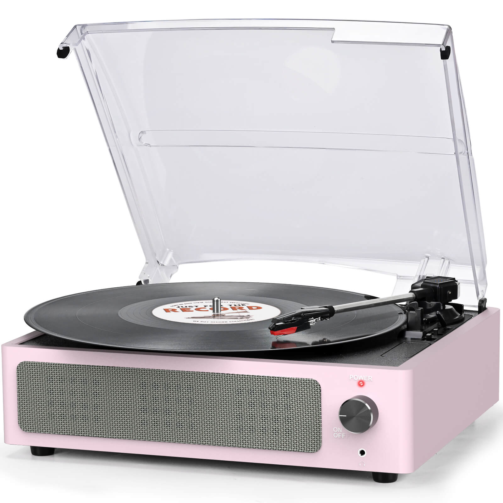 Stylish Vintage Belt-Driven Record Player , Light Pink R608