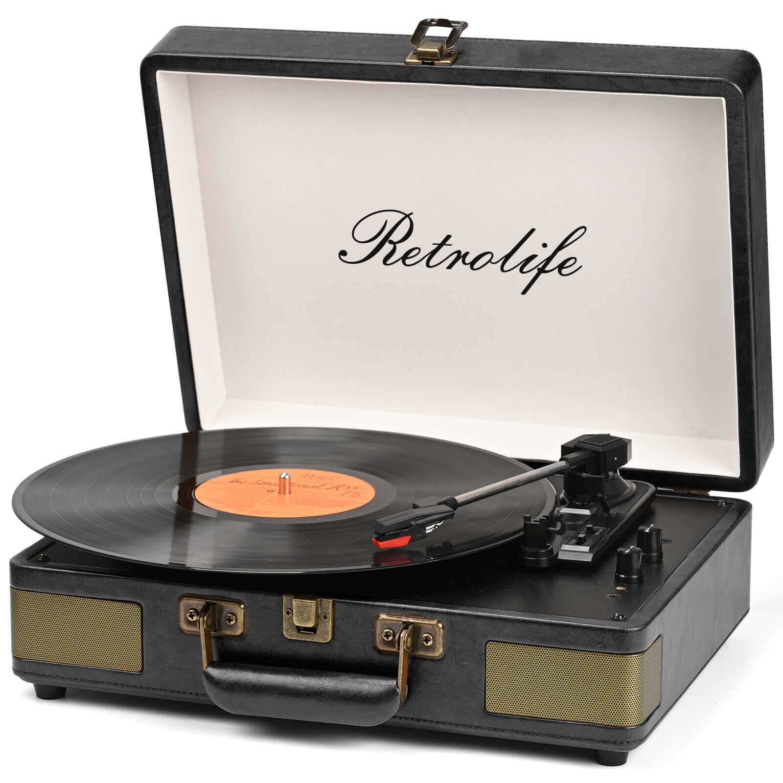 Suitcase Portable Bluetooth Record Player - Black R610