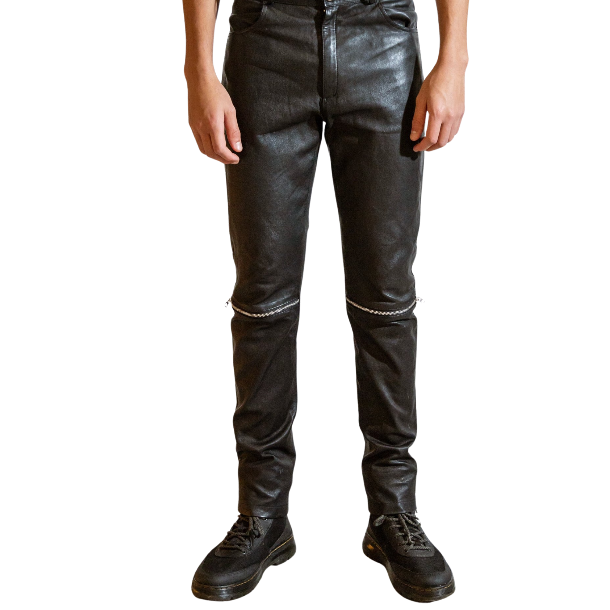 Black Leather Biker Trousers