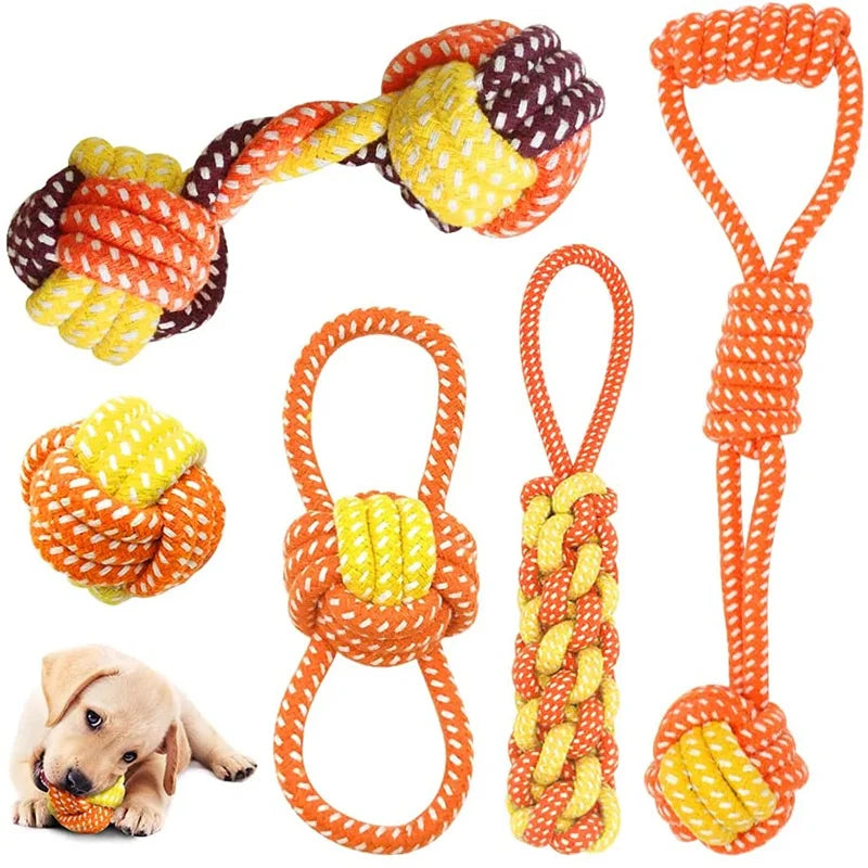 Interactive Cotton Rope Dog Toys Bite-Resistant Pet Puppy Dog Toy Chew Ball Toy for Small Large Dogs Teeth Cleaning Pet Supplies