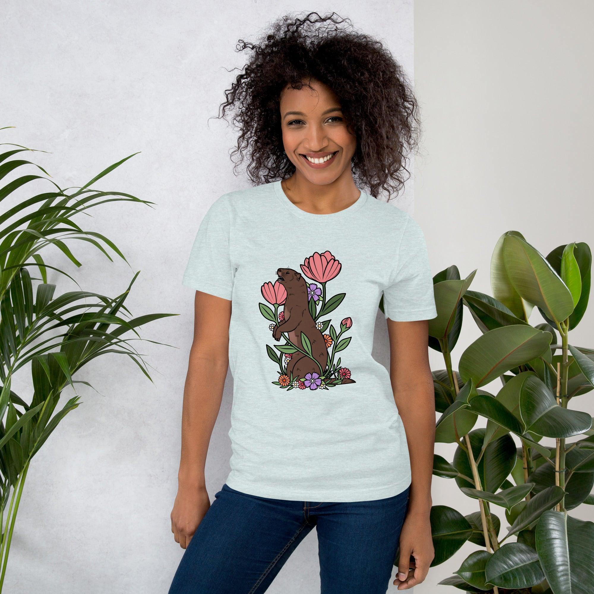 Otter flower design t-shirt