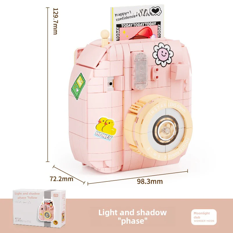 Building Blocks Light and Shadow Cartoon Camera Assembly Model Creative Assembling and Combined Toys Gift