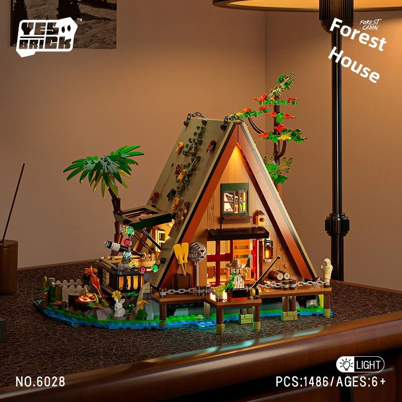 Mini Particles 6028 Forest Wooden House Model Creative Desktop Decoration Gift Building Blocks Toy