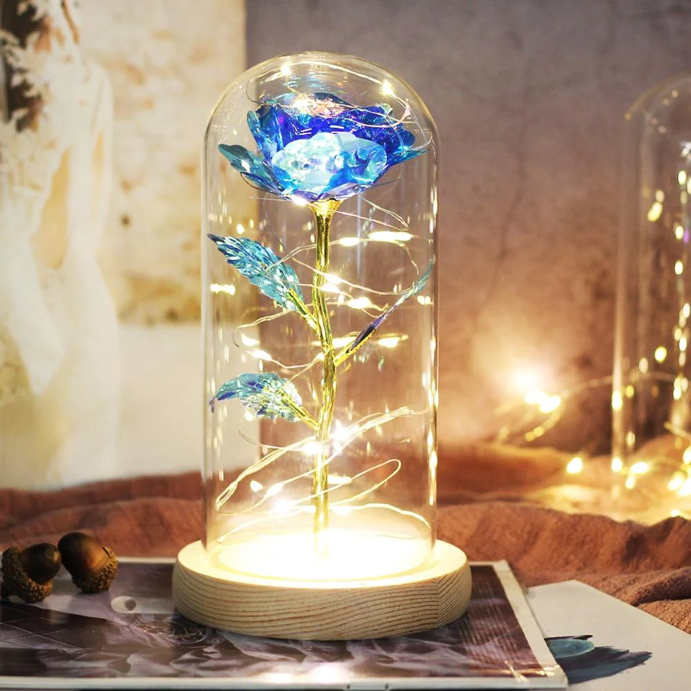 Eternal Rose Crystal Under Blue Bell