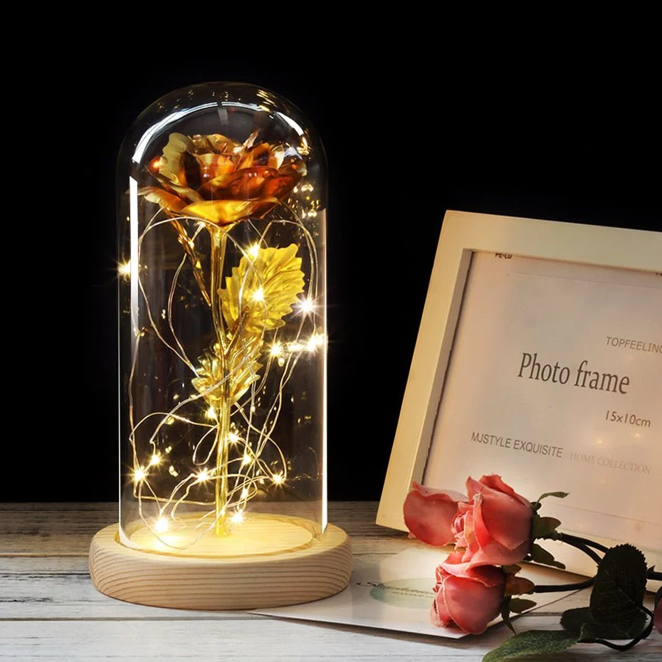 Eternal Rose Under 24K Gold Bell