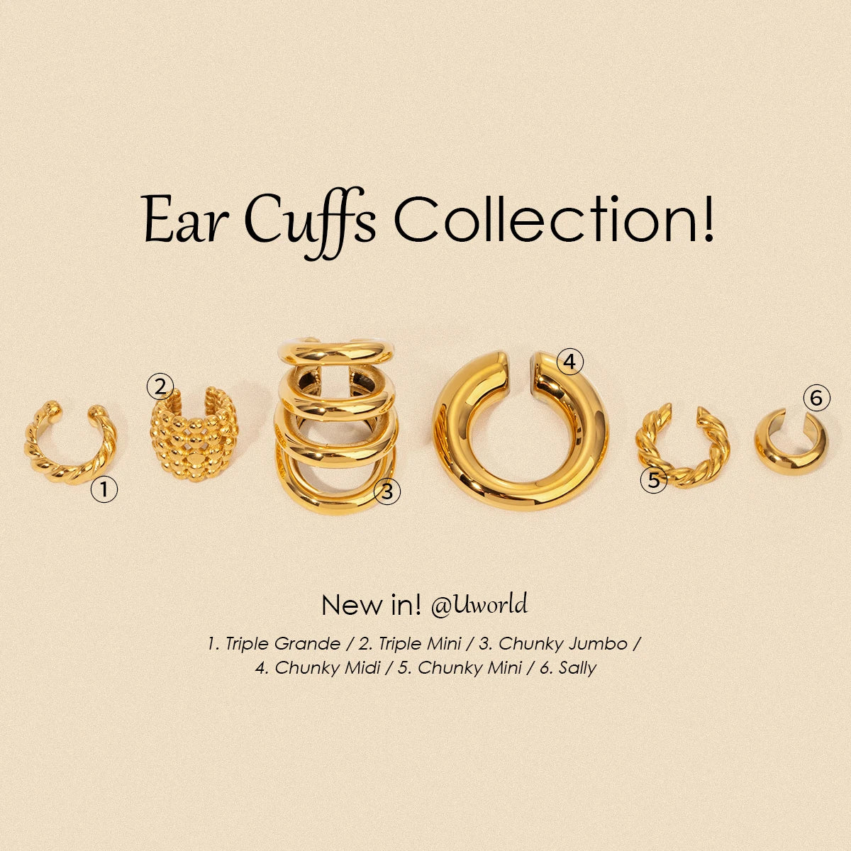 Uworld Non-adjustable Gold Color 18k Plated Stainless Steel Thick Ear Clip Earrings Ear Bone Attractive Charm Jewelry Women