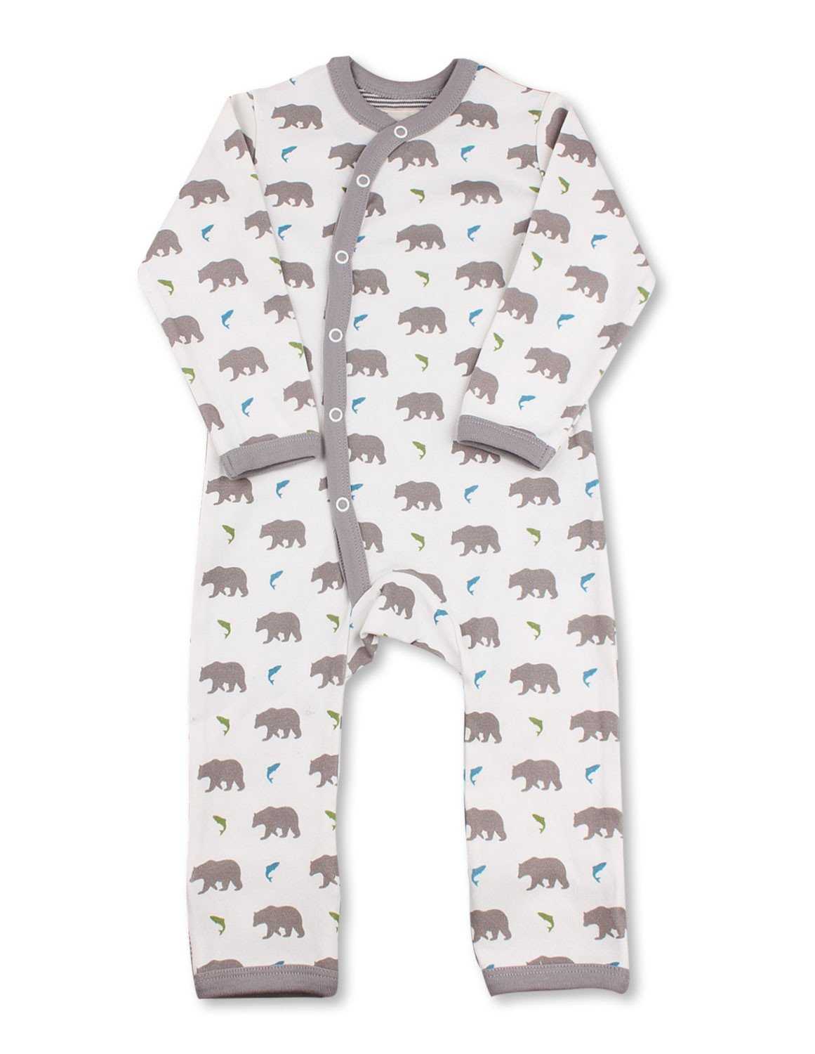 Bear Kimono Romper Multi Grey Organic Cotton