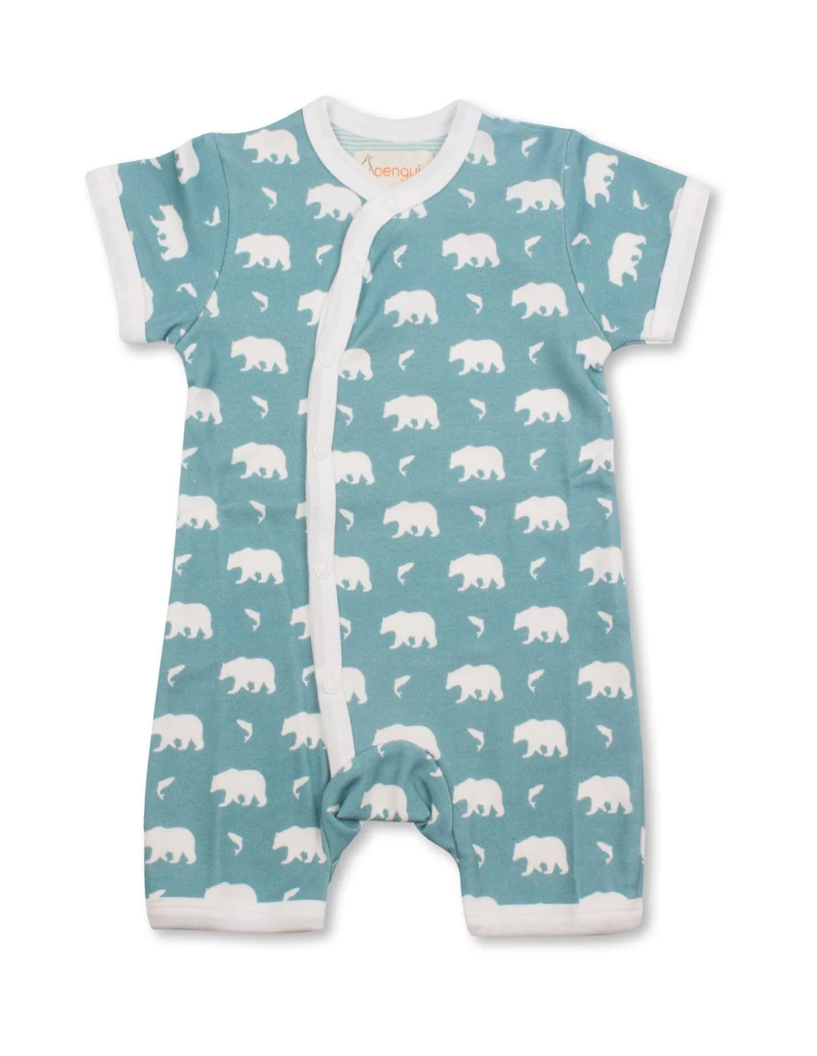 Bear Short Romper Blue Organic Cotton