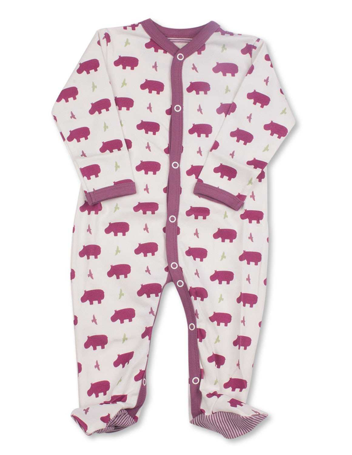 Hippo One-Piece Multi Raspberry Organic Cotton